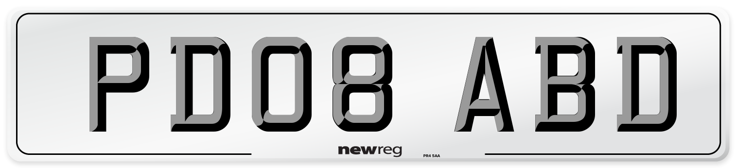 PD08 ABD Number Plate from New Reg